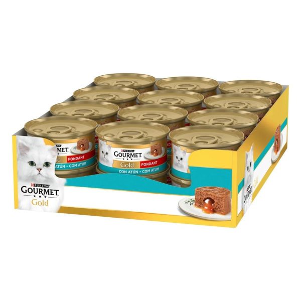 Doos van 24 eenheden Blik Gourmet Gold Fondant Tonijn voor katten, 85 g