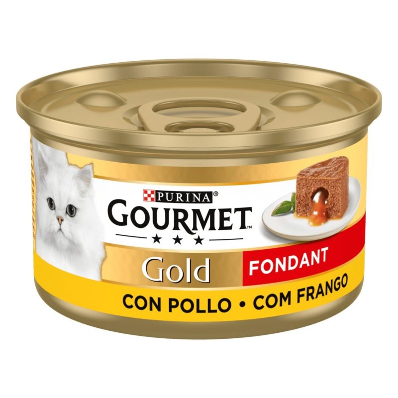 Caja de 24 unidades Lata Gourmet Gold Fondant Pollo para gatos 85 g