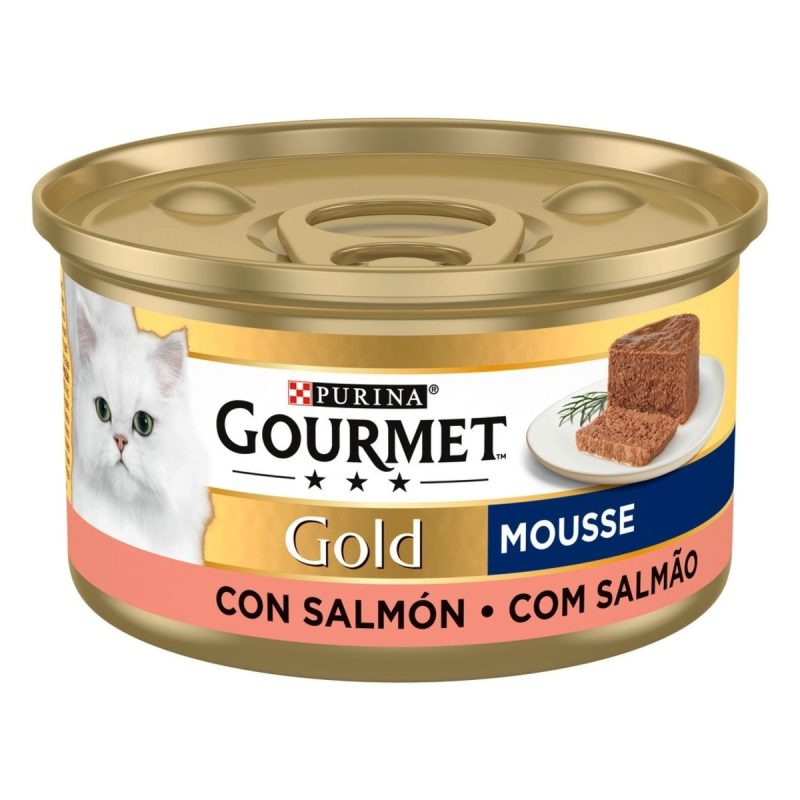 Caja de 24 unidades Lata Gourmet Gold Mousse Salmón para gatos 85 g