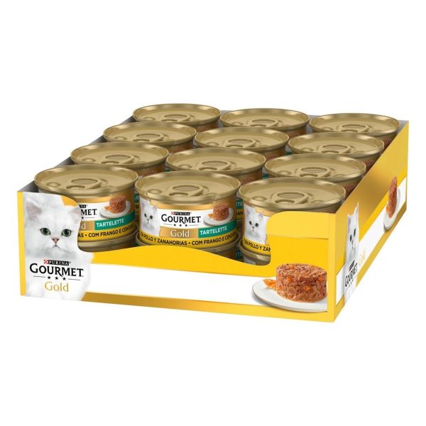 Doos van 24 eenheden Gourmet Gold Tartelette Kip en Wortel voor katten, 85 g