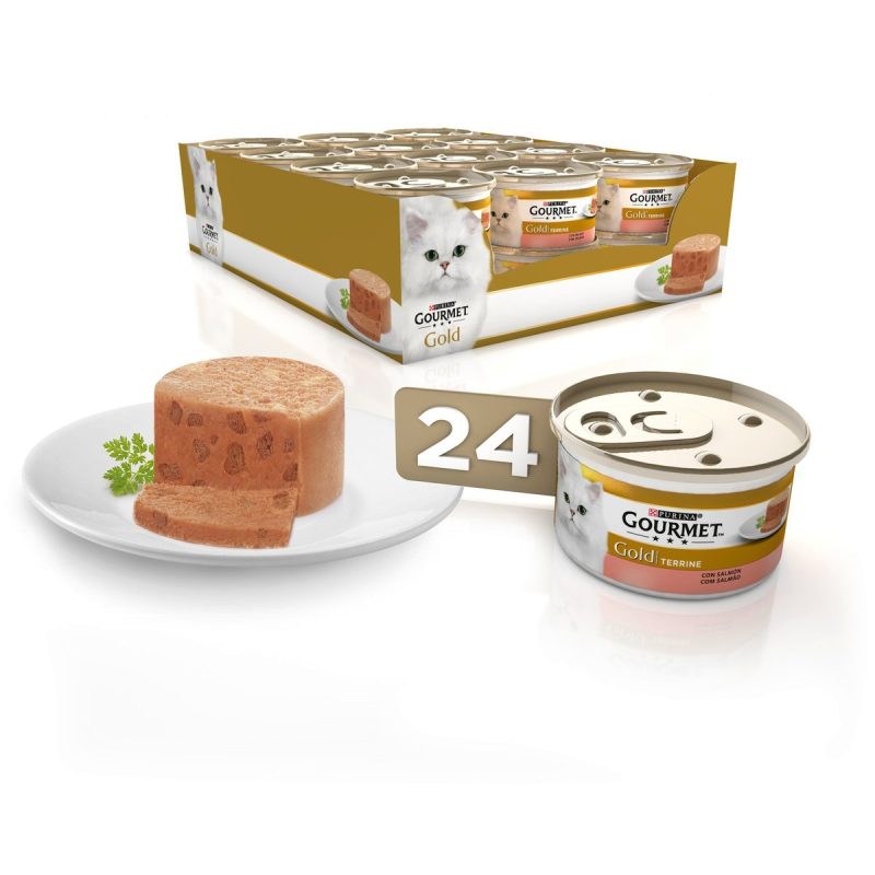 Caja de 24 unidades Lata Gourmet Gold Terrine Salmón para gatos 85 g