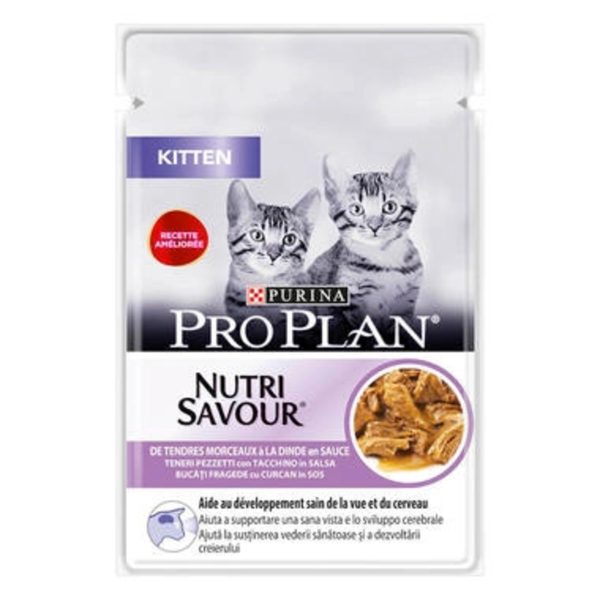 Doos van 26 eenheden van Proplan Nutri Savour Kitten / Junior Kalkoen, 85 G