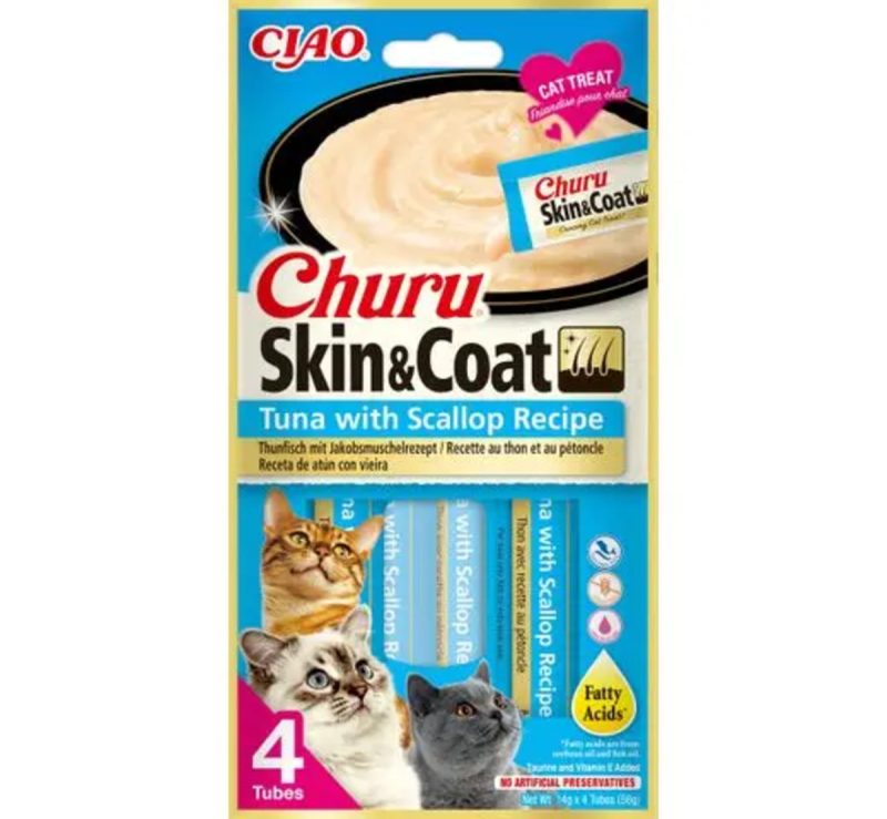 Churu Skin&Coat receta de atún con vieira – Caja 12 unidades
