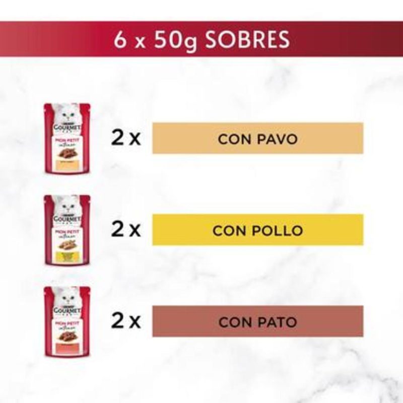 Gourmet Mon Petit Selec. de Aves. Pack 48 Unds. 8 Cajas x 6 Sobres  de 50 Gr