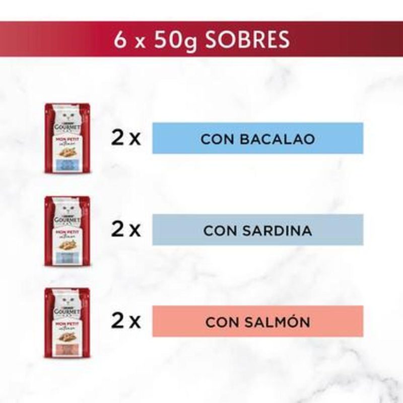 Gourmet Mon Petit Selección Pescados II. Pack 48 Unds. 8 Cajas x 6 Sobres  de 50 Gr