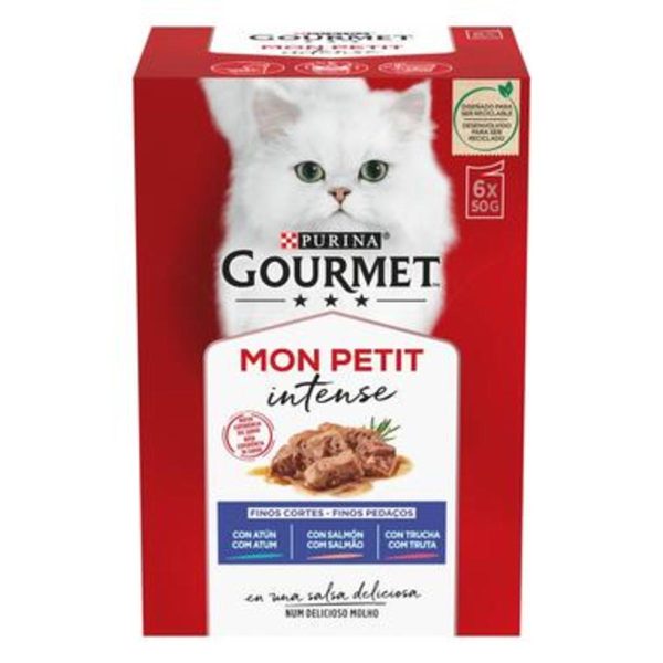 Gourmet Mon Petit Visselectie. Verpakking 48 stuks. 8 dozen x 6 zakjes van 50 g