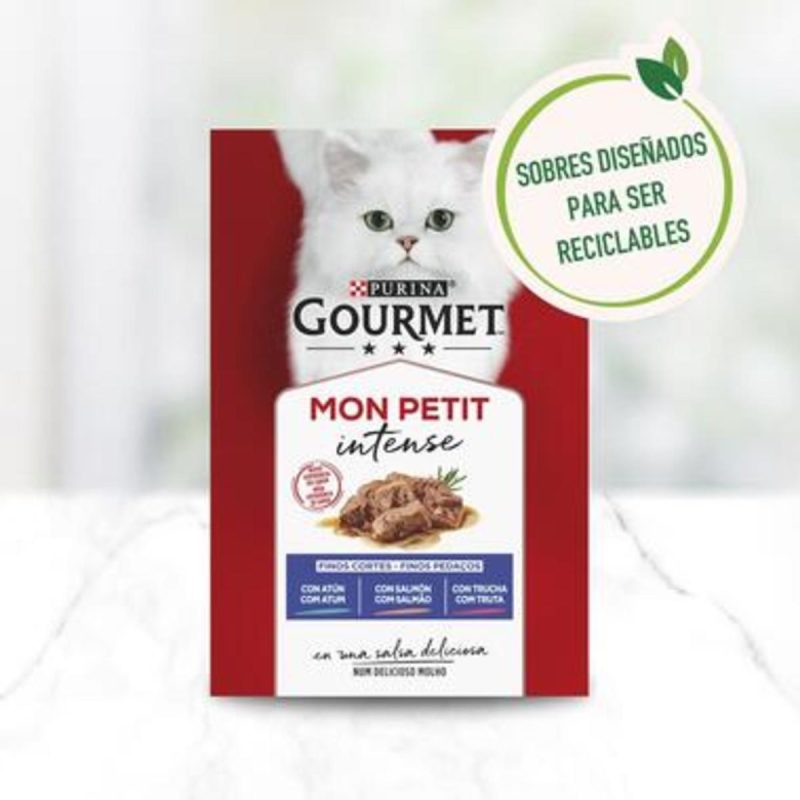 Gourmet Mon Petit Selección Pescados. Pack 48 Unds. 8 Cajas x 6 Sobres  de 50 Gr