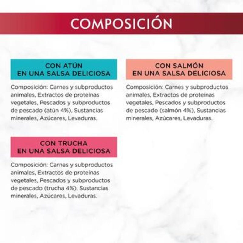 Gourmet Mon Petit Selección Pescados. Pack 48 Unds. 8 Cajas x 6 Sobres  de 50 Gr