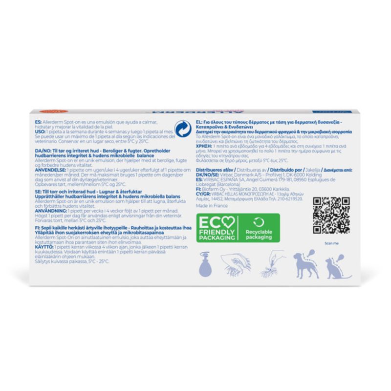 Virbac Allerderm Spot On para perros y gatos de menos 10 kg 2Ml- 6Pip