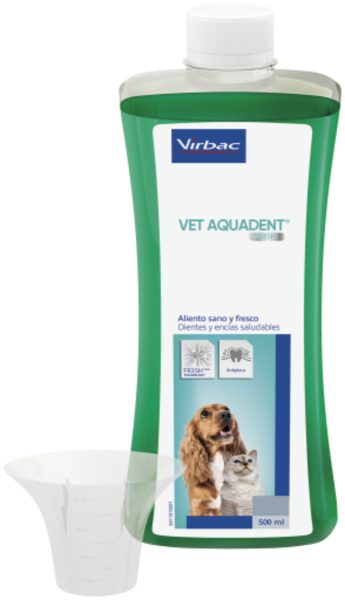 Virbac Vet Aquadent 500 ml Liquido per l'Igiene Dentale in Cani e Gatti