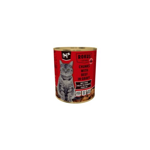 Rokus Cat Food ternera alimento húmedo en trozos para gatos lata 410 g