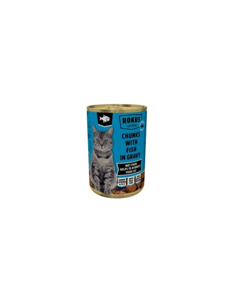 Rokus cibo umido per gatti pesce a pezzi lattina 410 g