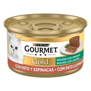 Caja 24 latas Gourmet Gold MOUSSE PATO y ESPINACAS para gatos  85 g (0,66€/lata)