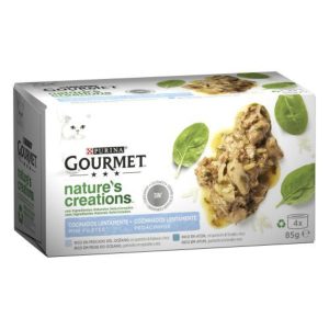 PURINA® GOURMET® Nature’s Creations Mini Filetes rico en pescado del oceano y atún (4x85gr)